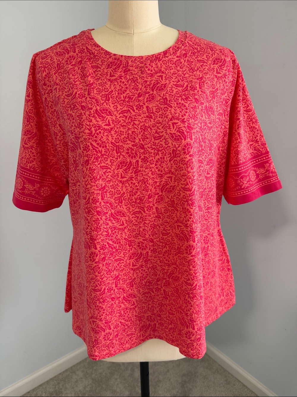 Isaac Mizrahi Live! Printed Swing Top with Elbow Sleeves SZM